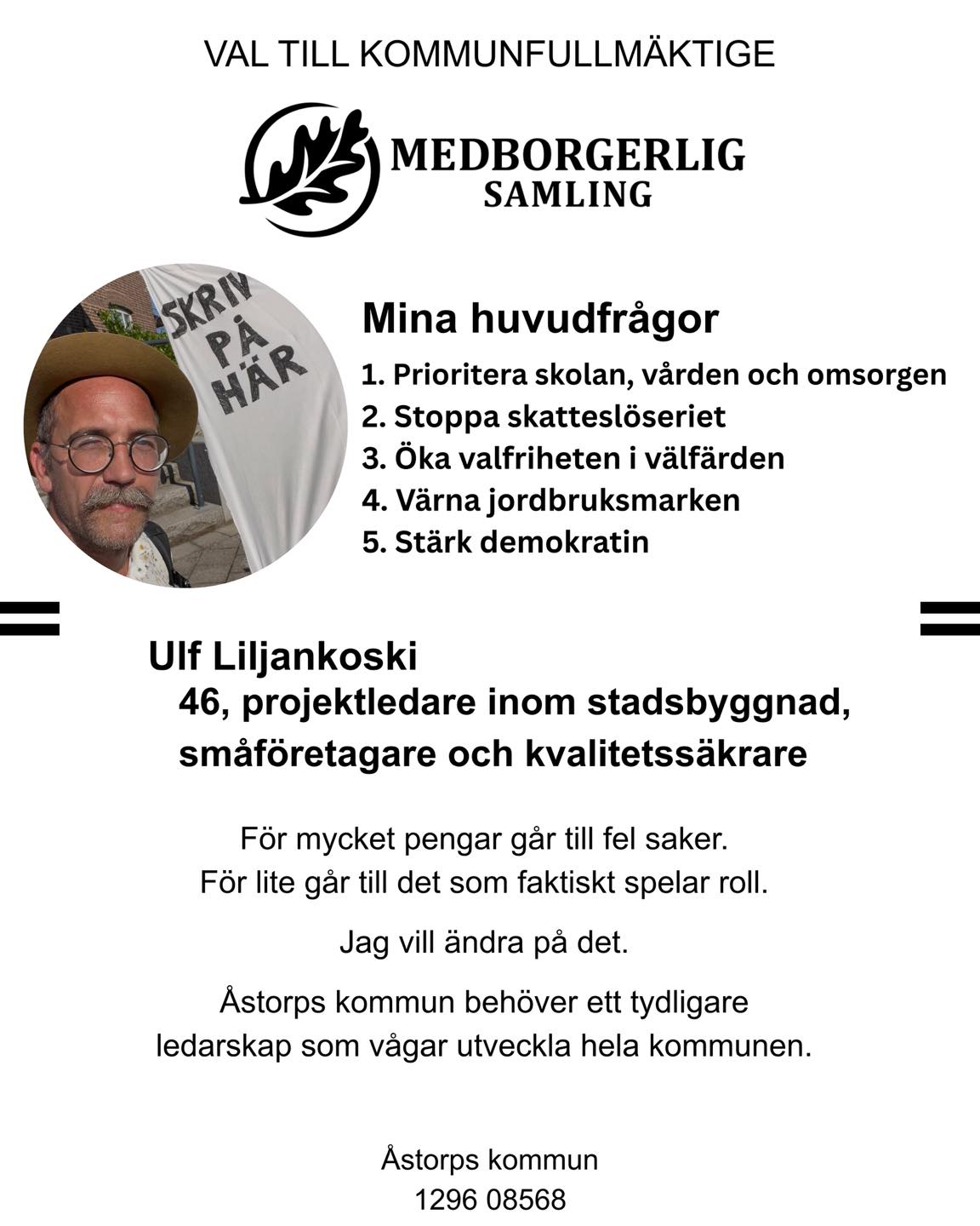 Kandiderar till kommunfullmäktige i Åstorps kommun 2026