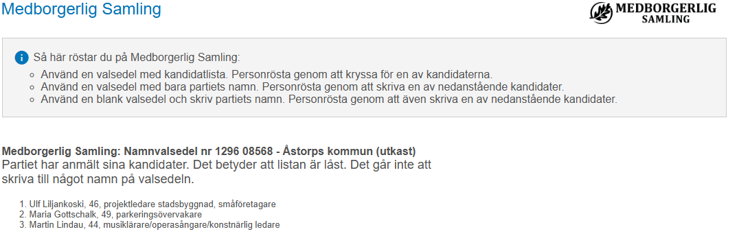 Nu är listorna till kommunvalet 2026 publicerade hos valmyndigheten