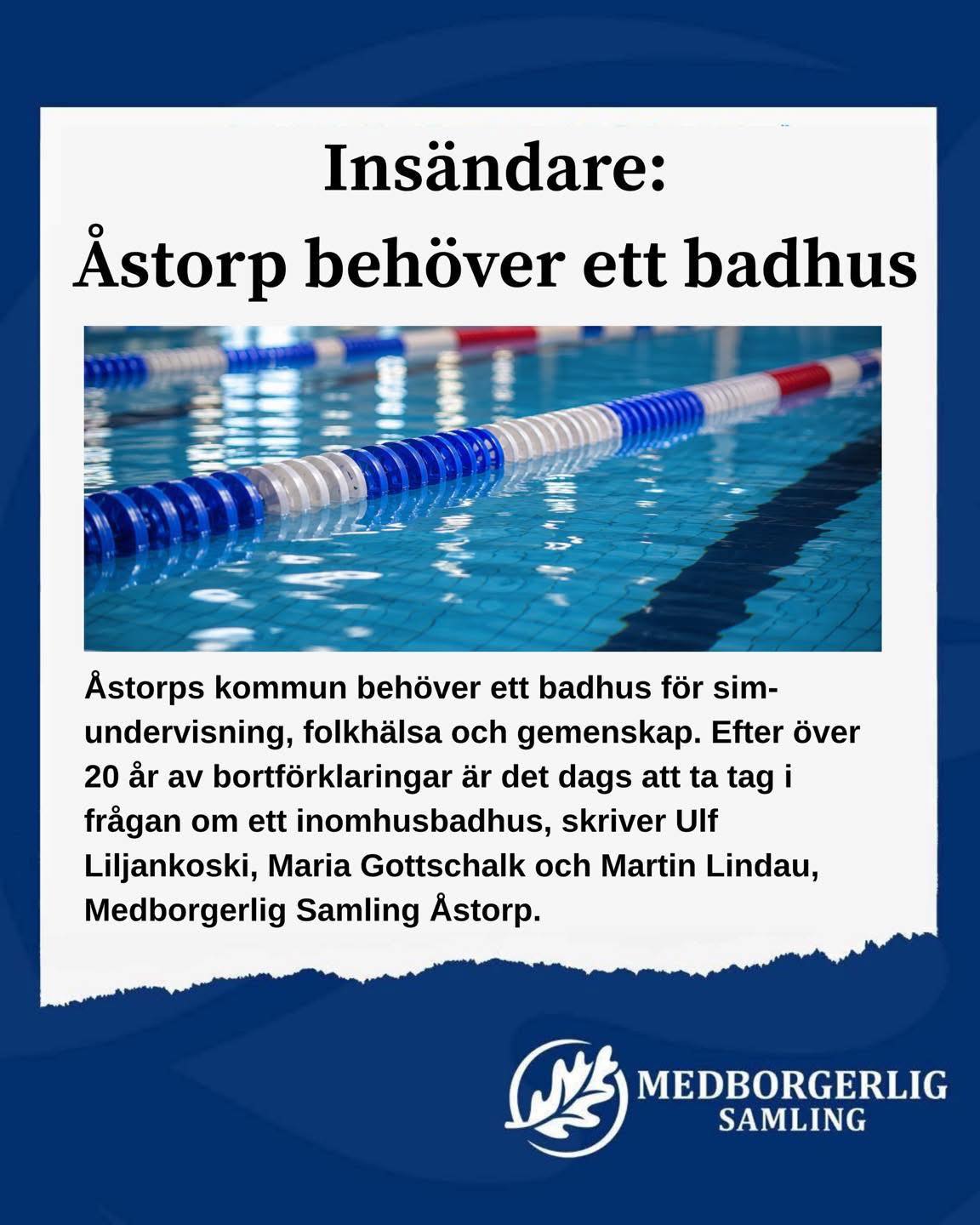 Debattinlägg: Åstorps kommun behöver ett eget badhus.