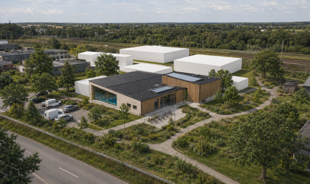 Visionsbild, badhus/simhall Åstorp, Åstorps kommun, Utmed Vramsvägen längs med natur- och kulturstråket mot TIngvalla och Söderåsen (Söderåsleden)